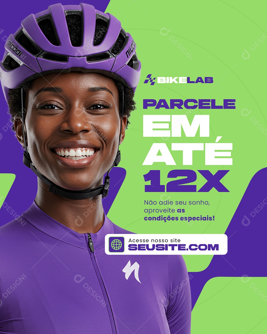 Bicicletaria Parcele Condições Especiais Social Media PSD Editável