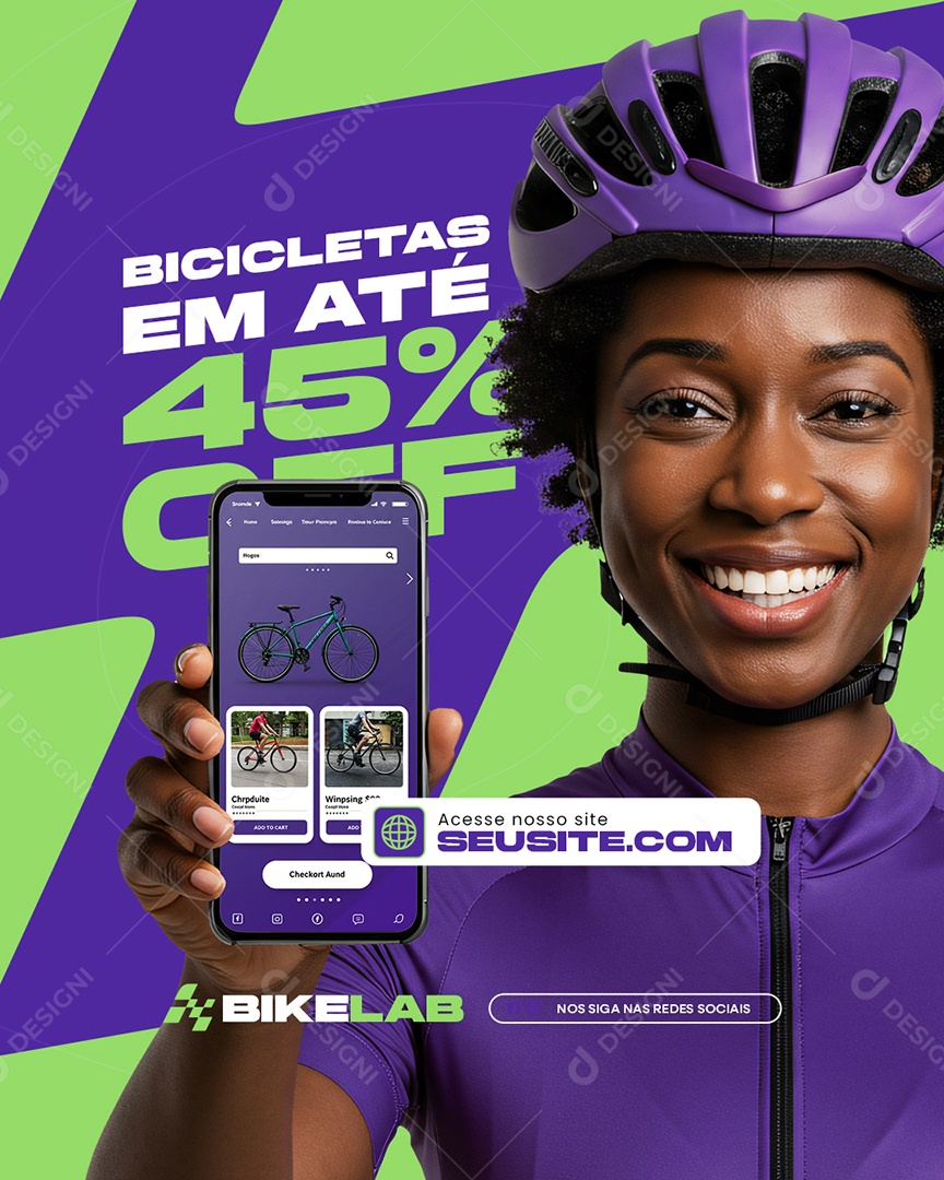 Bicicletaria Bicicletas em Até 45% Off Social Media PSD Editável