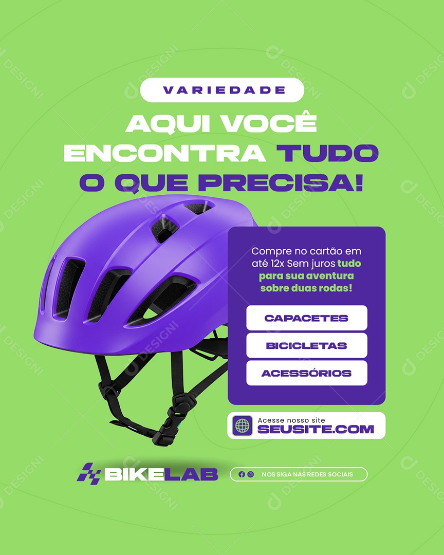 Bicicletaria Variedade Aqui Você Encontra Tudo Social Media PSD Editável