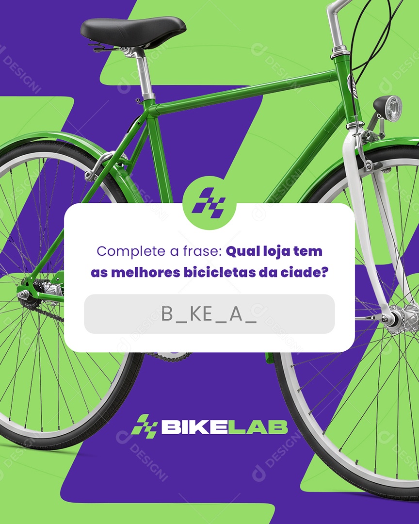 Bicicletaria Complete a Frase Social Media PSD Editável