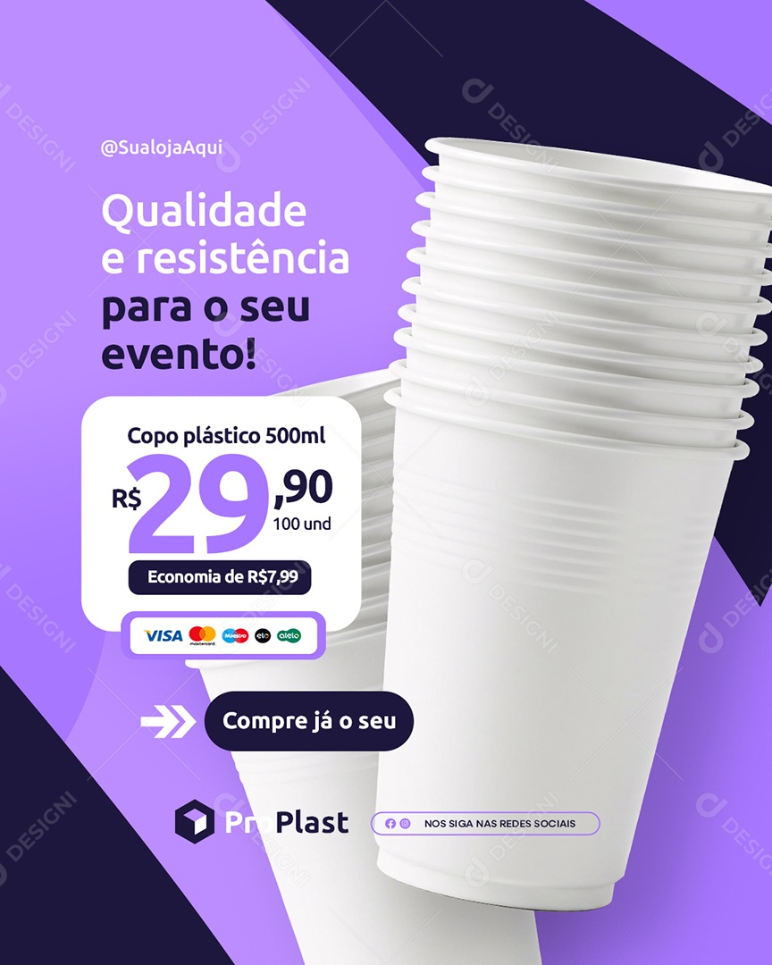 Embalagem Plástica Qualidade e Resistência Para o Seu Evento Social Media PSD Editável