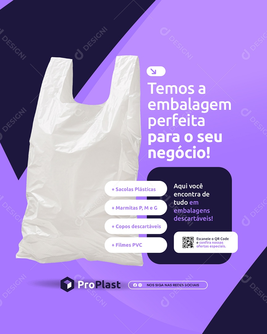 Embalagem Plástica Aqui Você Encontra Sacolas Social Media PSD Editável
