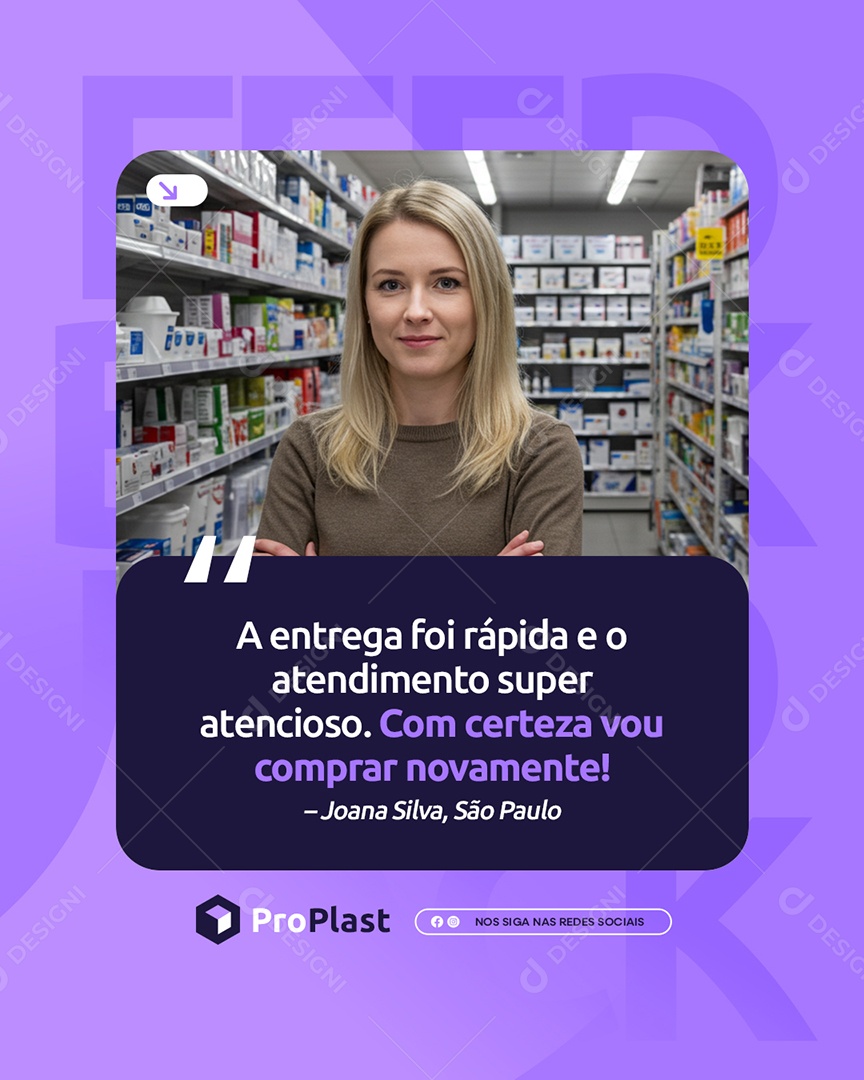 Embalagem Plástica a Entrega Foi Rápida Social Media PSD Editável