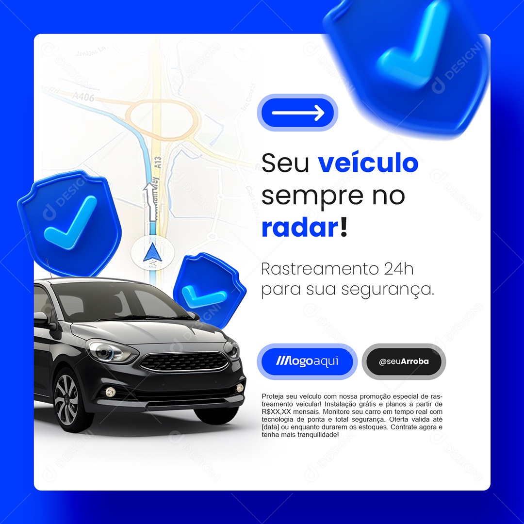 Rastreamento Veícular Seu Veículo Sempre no Radar Social Media PSD Editável