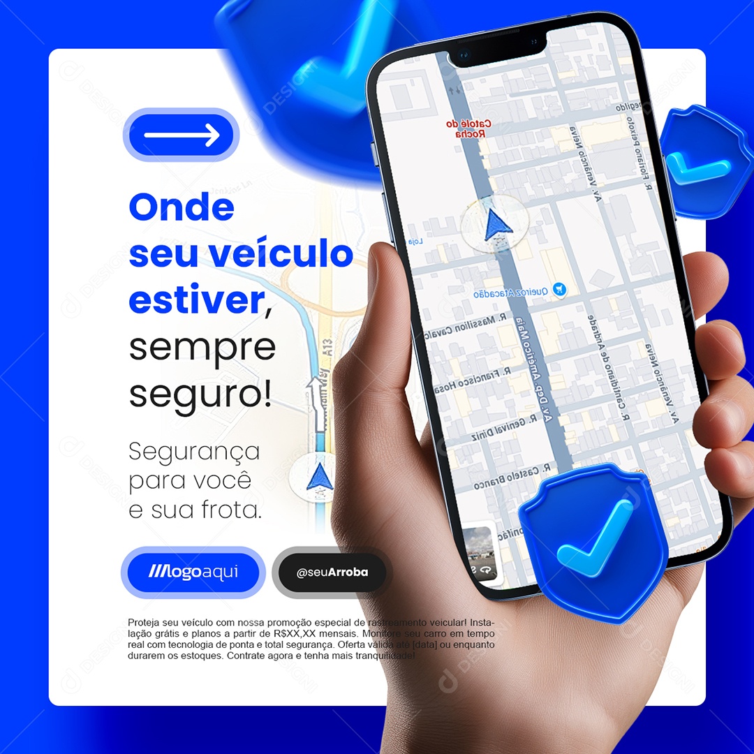 Rastreamento Veícular Onde Seu Veículo Estiver Social Media PSD Editável