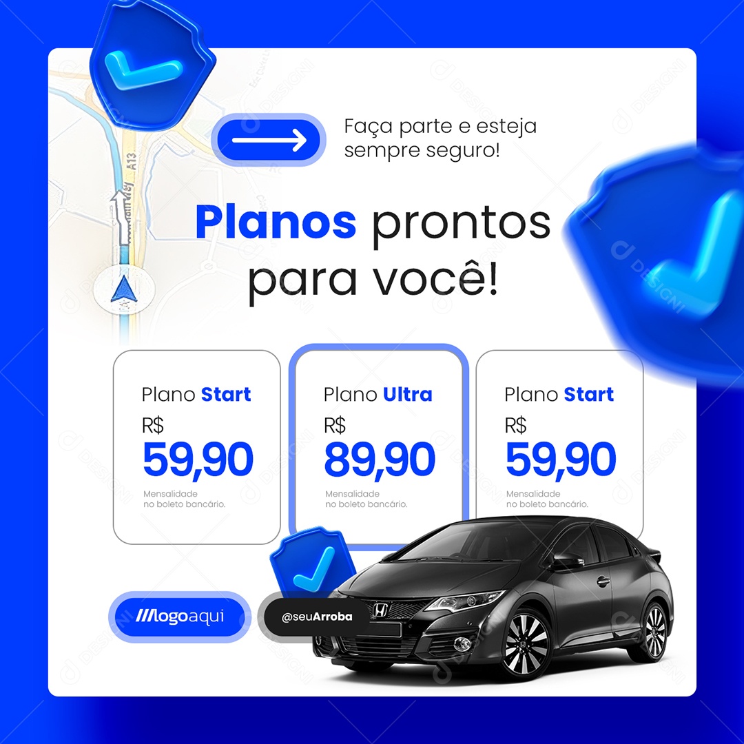 Rastreamento Veícular Planos Prontos para Você Social Media PSD Editável