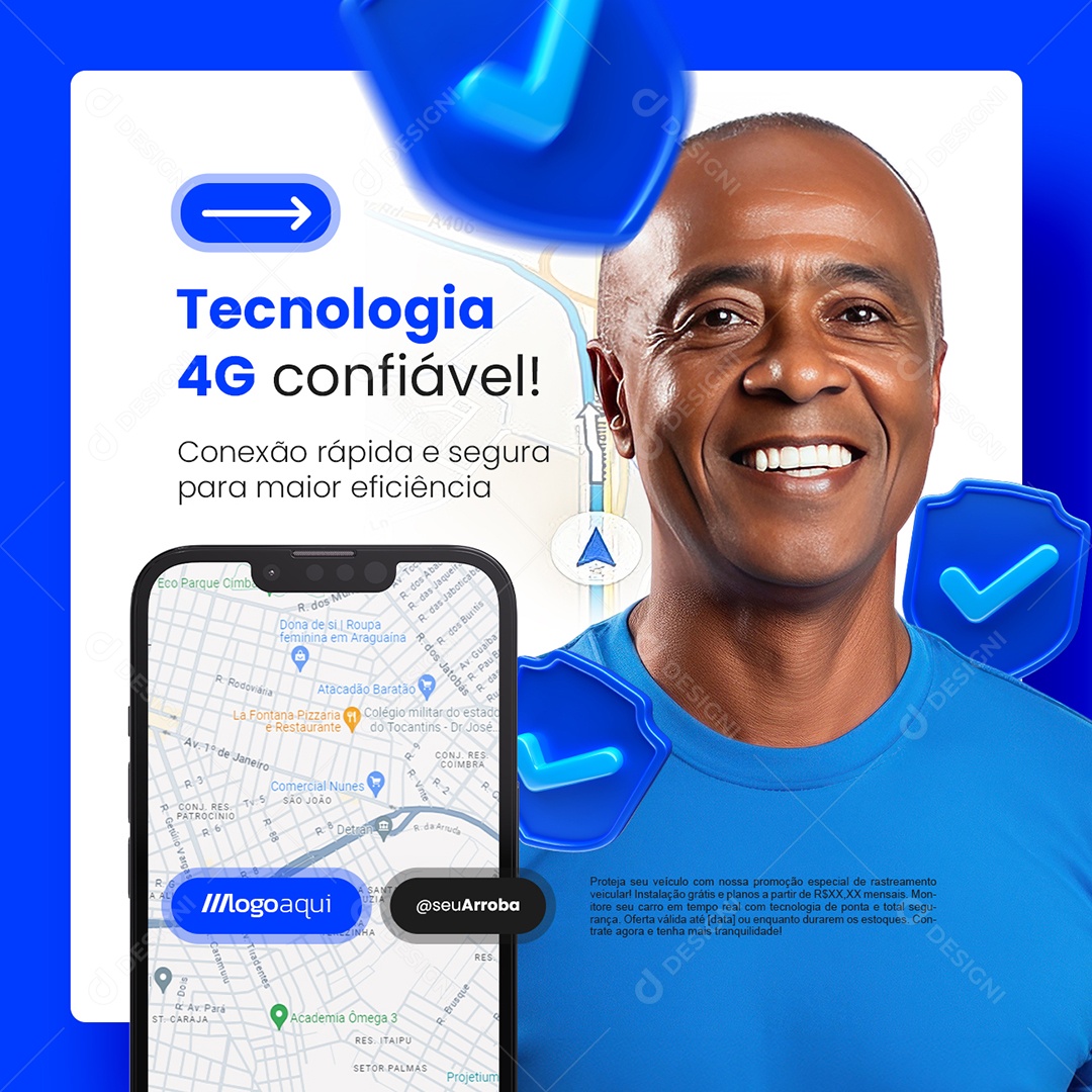 Rastreamento Veícular Tecnologia 4G Confiável Social Media PSD Editável