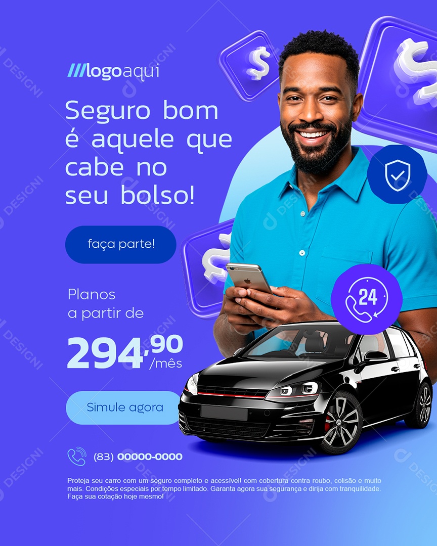 Renova Seguros Cabe no Seu Bolso Social Media PSD Editável