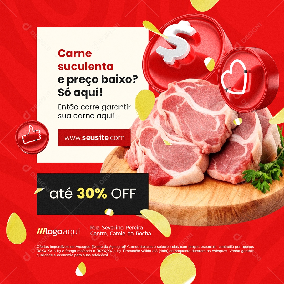 Açougue Carnaval Carne Suculenta Social Media PSD Editável