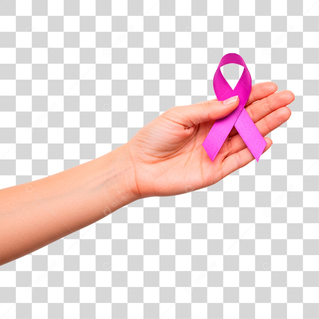 Mão Segurando Fita Roxa PNG Transparente