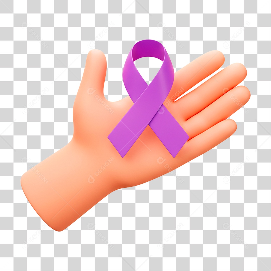 Mão Segurando Fita Roxa PNG Transparente