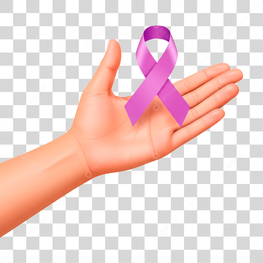 Mão Segurando Fita Roxa PNG Transparente