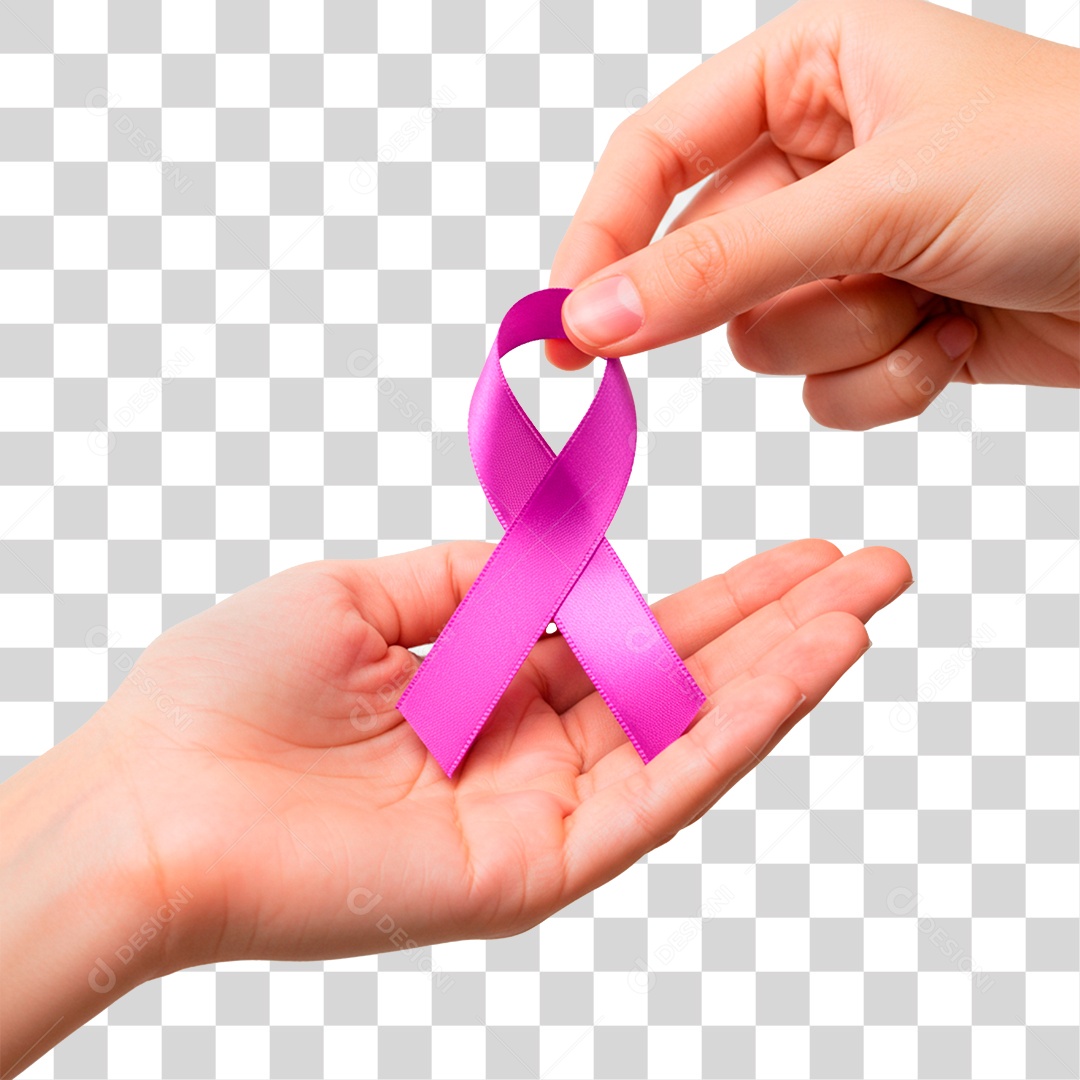 Mão Segurando Fita Roxa PNG Transparente