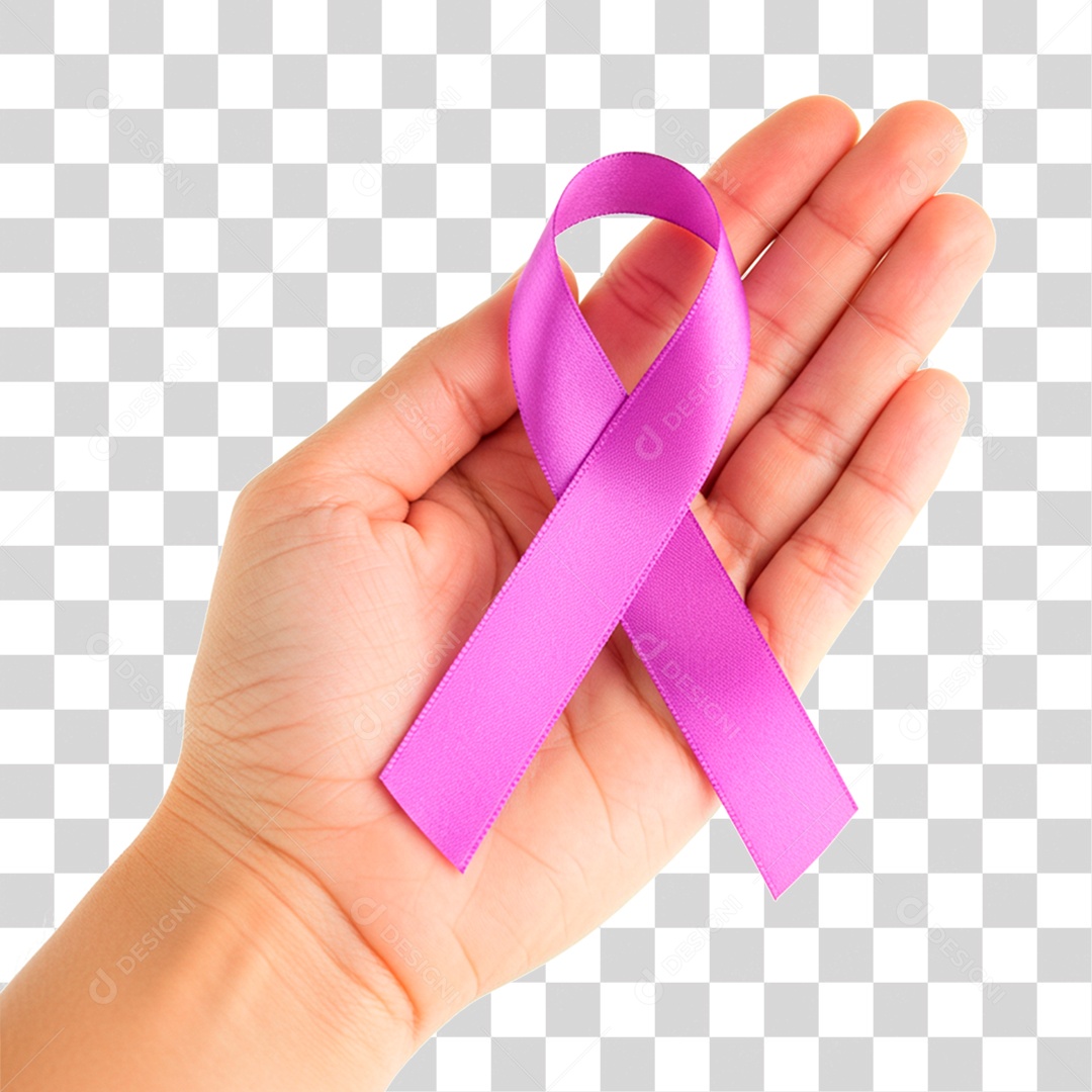 Mão Segurando Fita Roxa PNG Transparente
