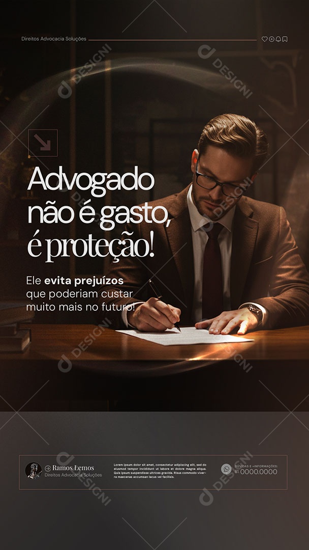 Story Escritório de Advocacia Advogado e Proteção Social Media PSD Editável