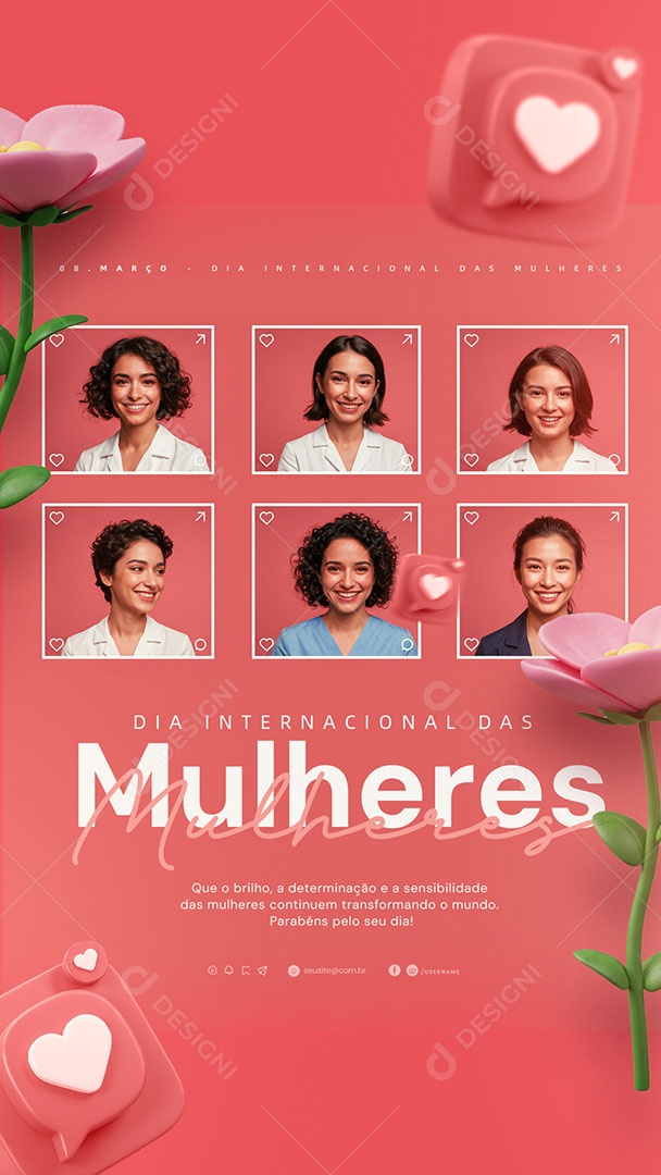 Story Dia Internacional Das Mulheres 08 de Março Social Media PSD Editável