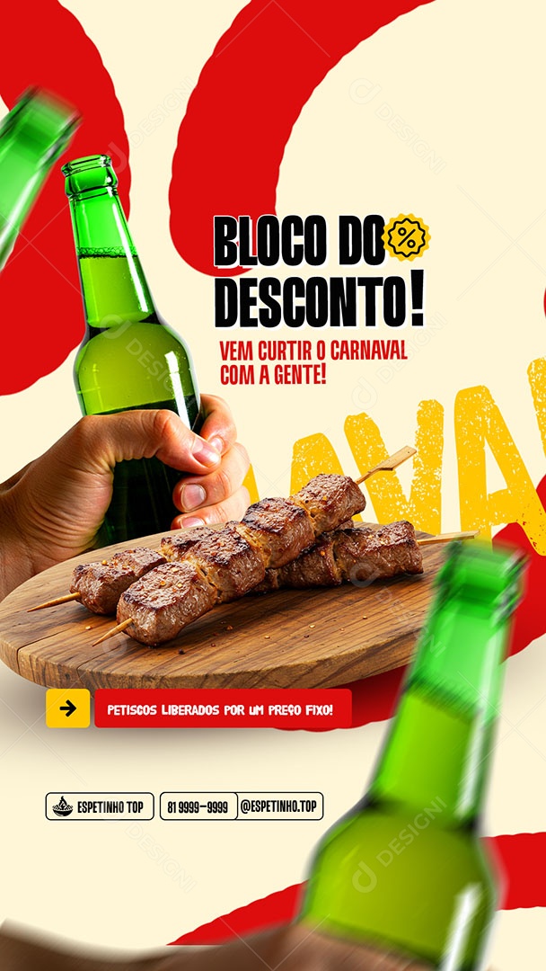 Story Bar e Espetinho Promoção Carnaval Social Media PSD Editável