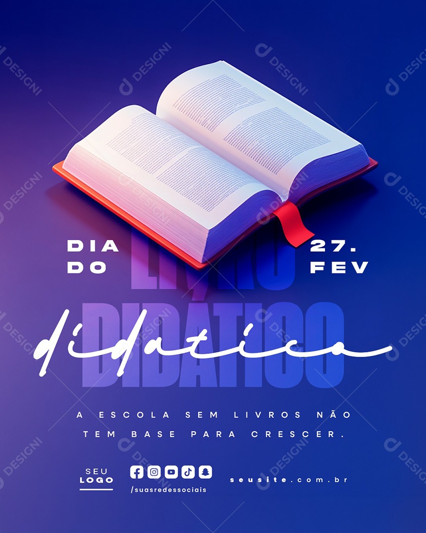 Dia do Livro Didático 27 de Fevereiro Social Media PSD Editável