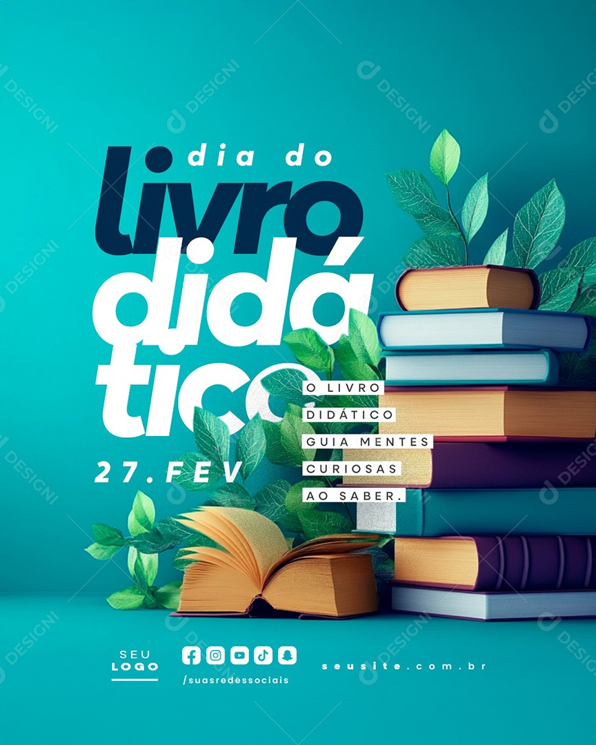 Dia do Livro Didático 27 de Fevereiro Social Media PSD Editável