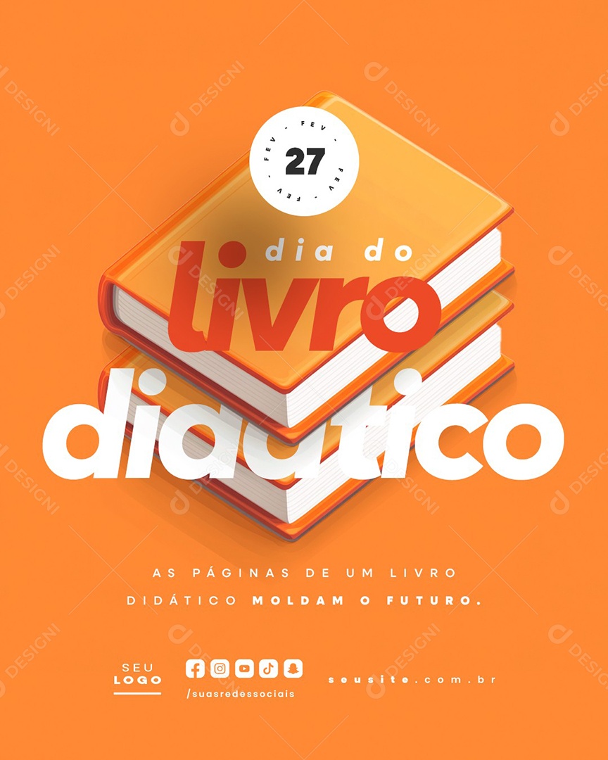Dia do Livro Didático 27 de Fevereiro Social Media PSD Editável