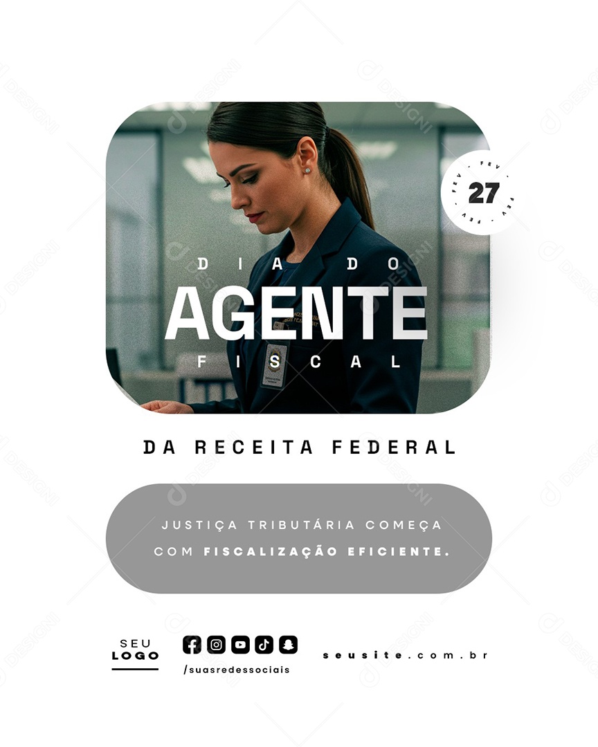 Dia Do Agente Fiscal Da Receita Federal 27 de Fevereiro Social Media PSD Editável