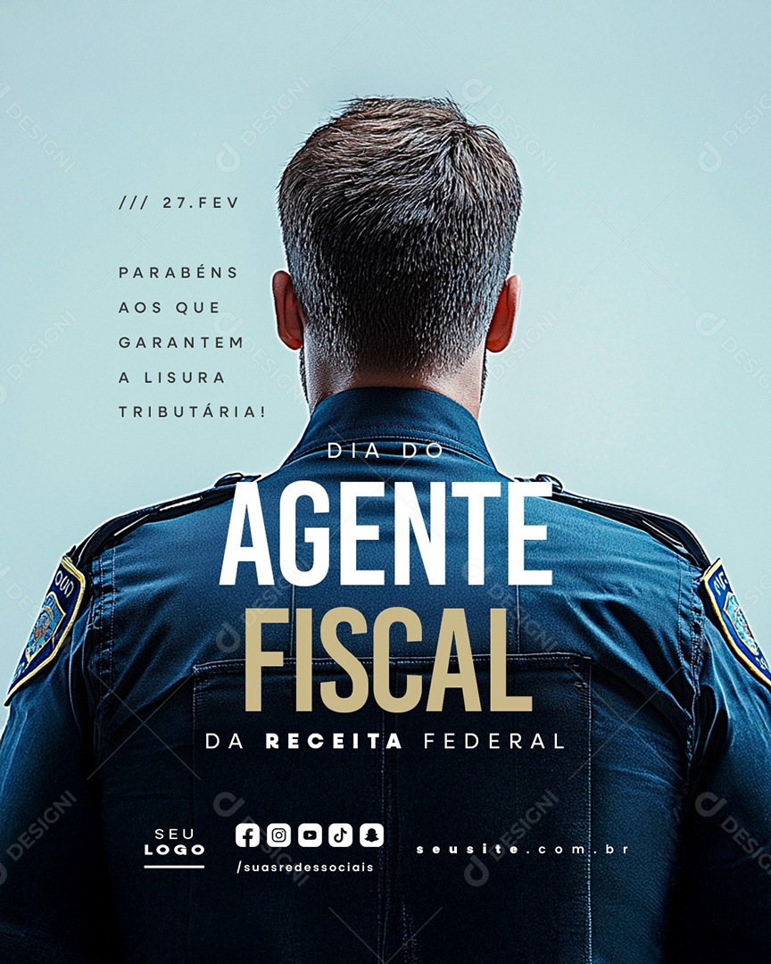 Social Media Dia Do Agente Fiscal Da Receita Federal 27 de Fevereiro PSD Editável