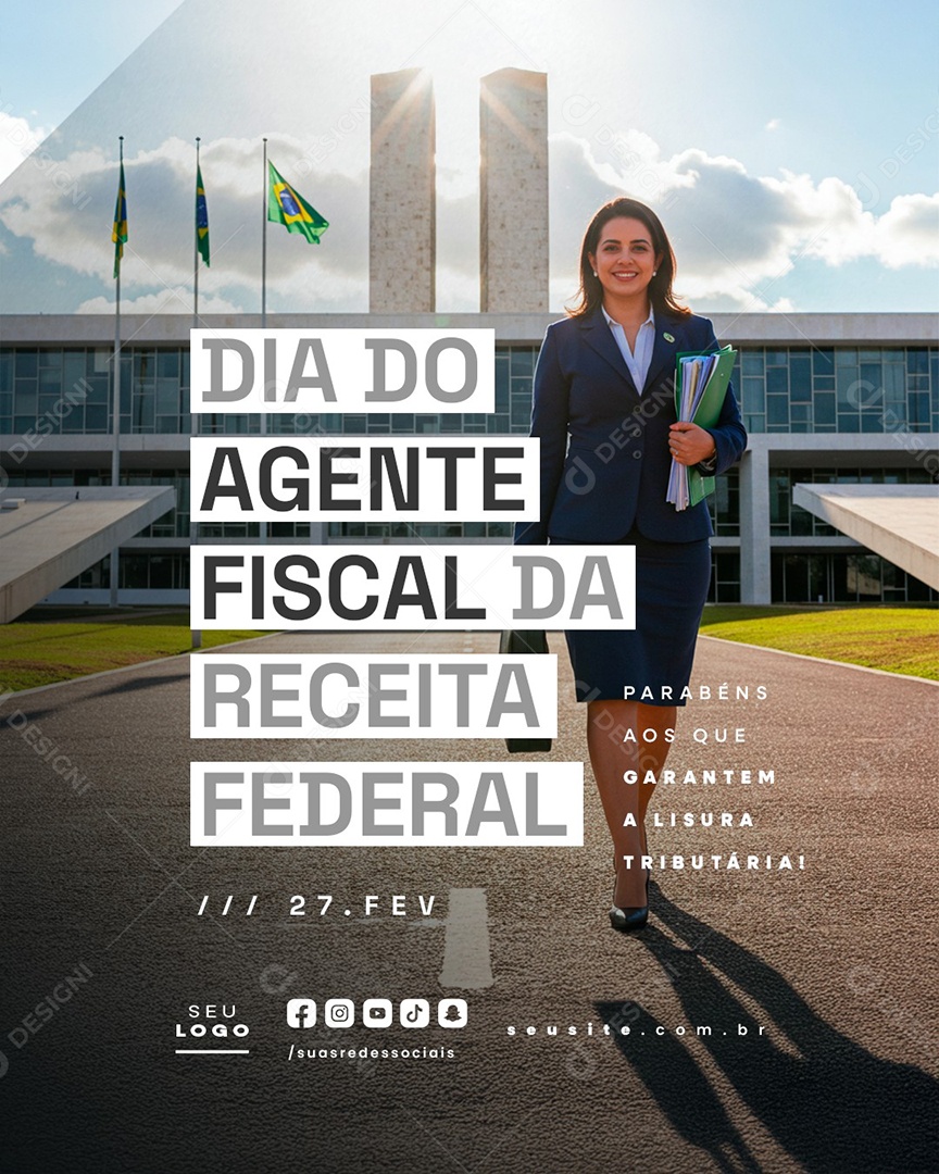 Dia Do Agente Fiscal Da Receita Federal 27 de Fevereiro Social Media PSD Editável