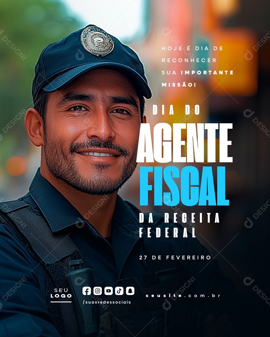 Dia Do Agente Fiscal Da Receita Federal 27 de Fevereiro Social Media PSD Editável