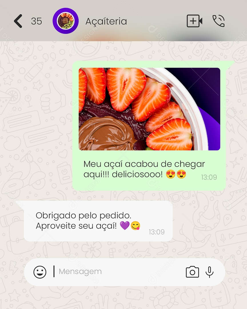 Açaíteria Feedback Obrigado Pelo Pedido Social Media PSD Editável