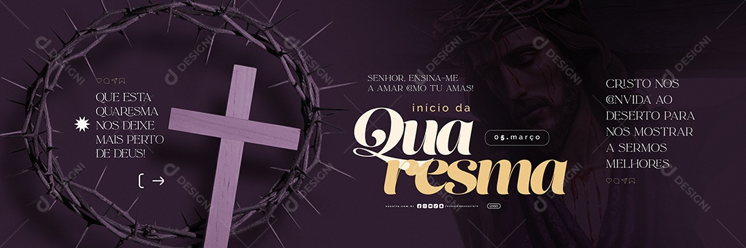 Carrossel Início da Quaresma 05 de Março Cristo Nos Convida Social Media PSD Editável
