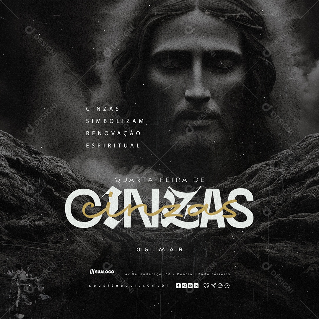 Quarta Feira de Cinzas 05 de Março Simbolizam Renovação Social Media PSD Editável