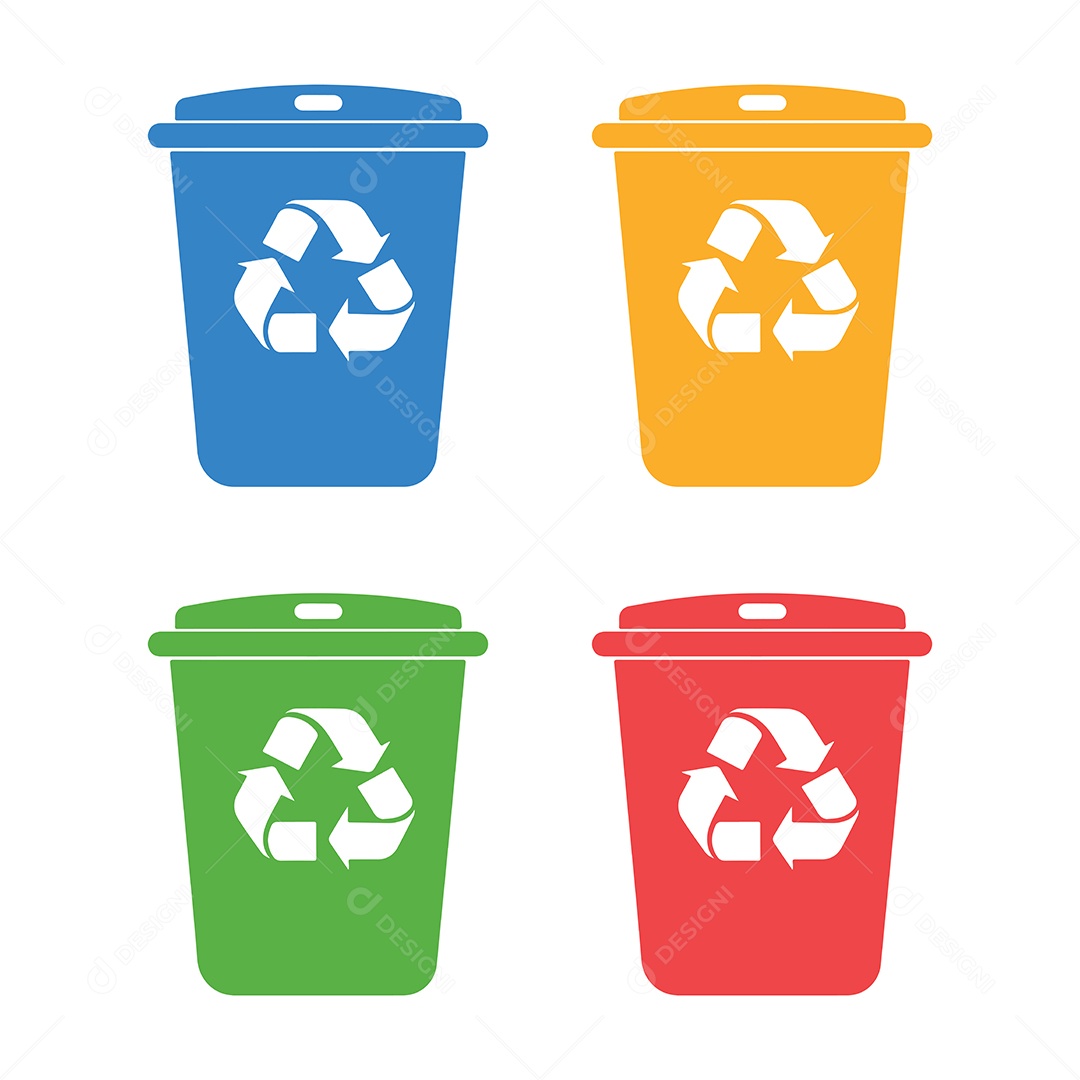 Ícone de Lata de Lixo Reciclado Ilustração Vetor EPS