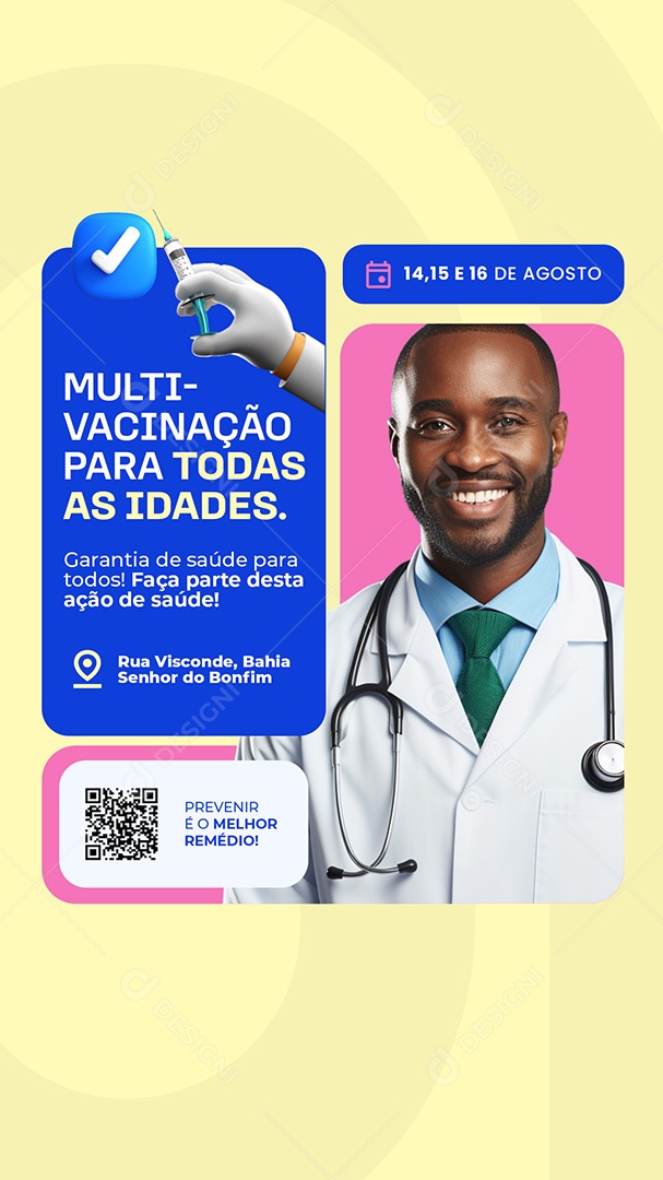 Story Vacinação Multivacinação para Todas as Idades Social Media PSD Editável