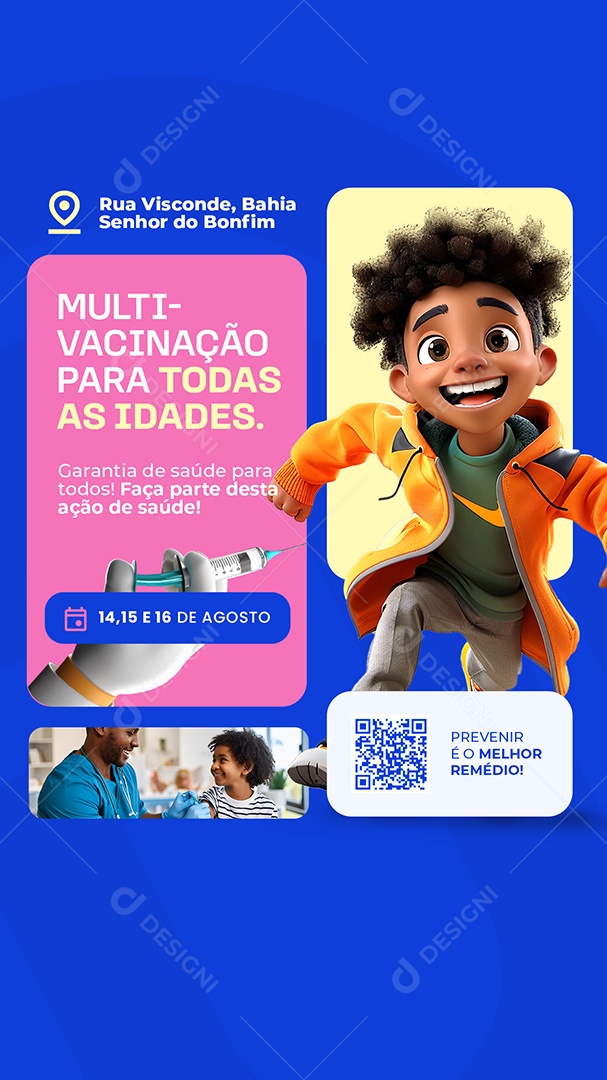 Story Vacinação Multivacinação para Todas as Idades Social Media PSD Editável