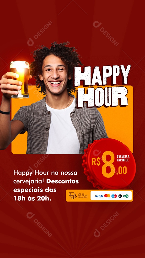 Story Cervejaria Happy Hour Cerveja Social Media PSD Editável