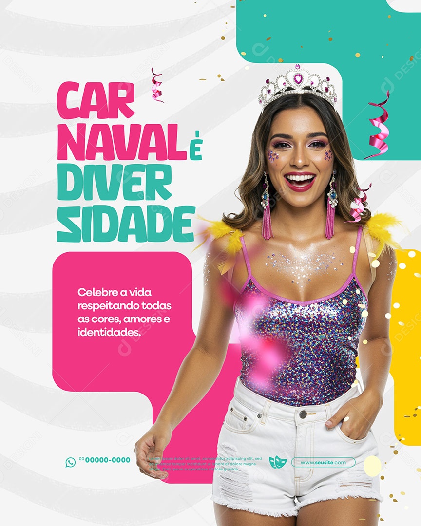 Carnaval é Diversidade Social Media PSD Editável