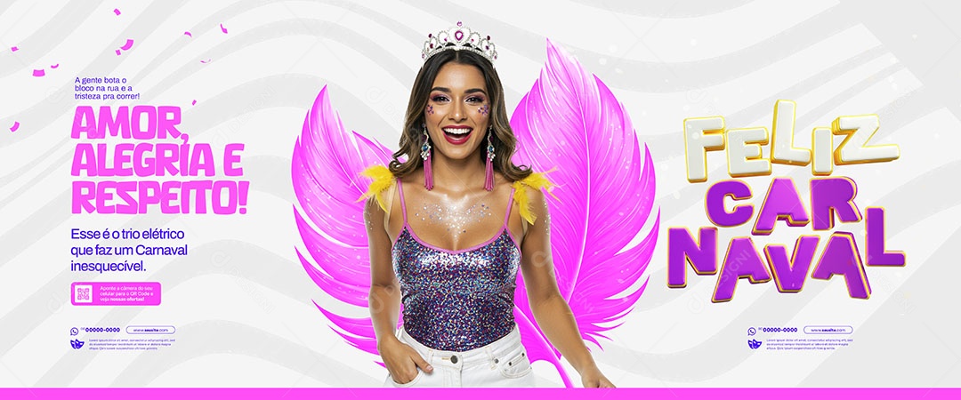 Carrossel Carnaval é Amor e Alegria Social Media PSD Editável