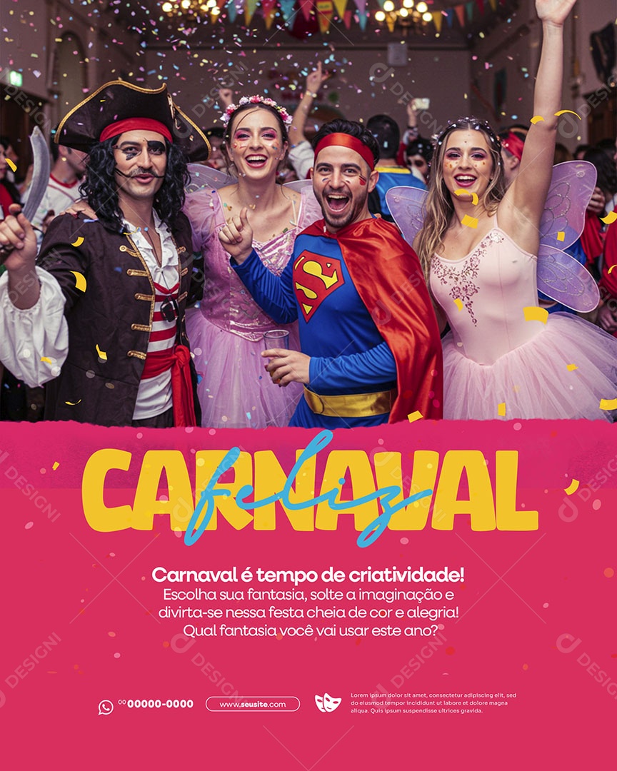 Feliz Carnaval Social Media PSD Editável