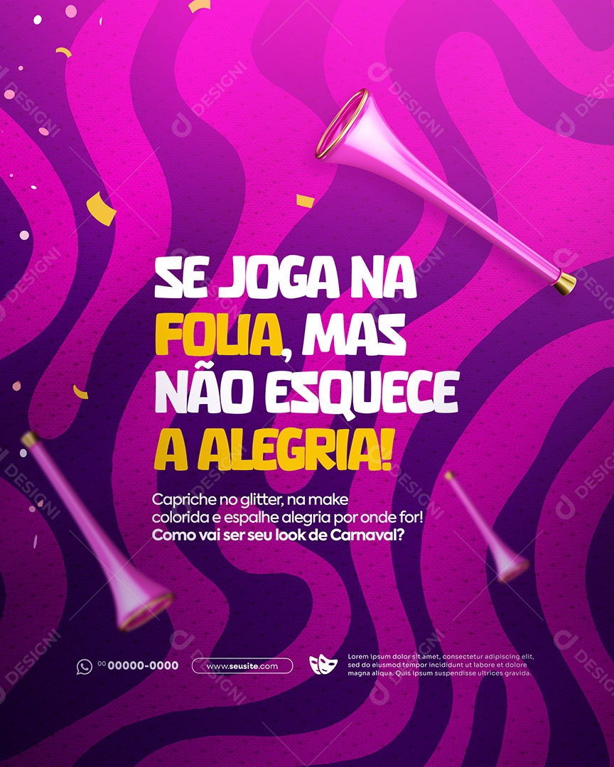 Carnaval se Joga na Folia Social Media PSD Editável