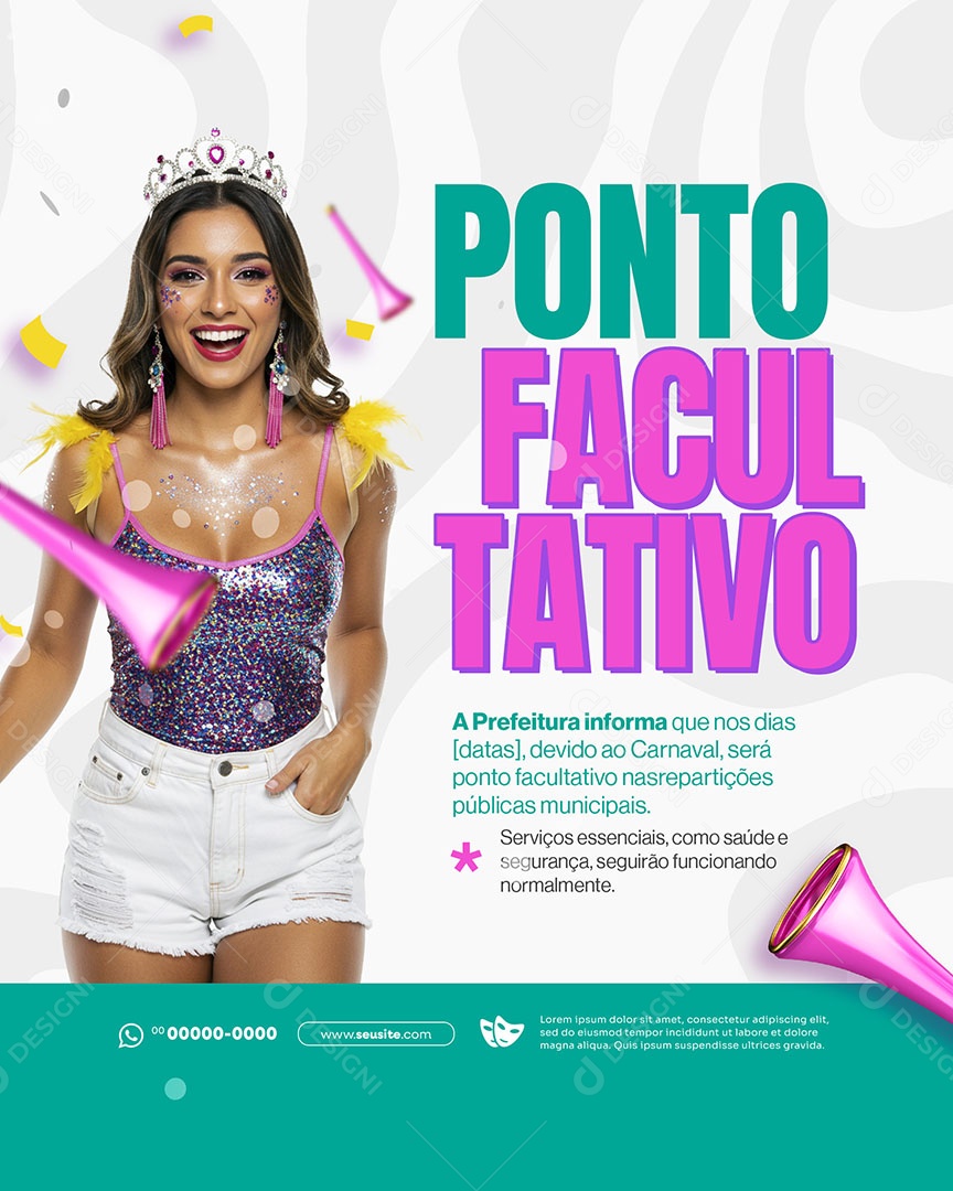 Carnaval Ponto Facultativo Social Media PSD Editável