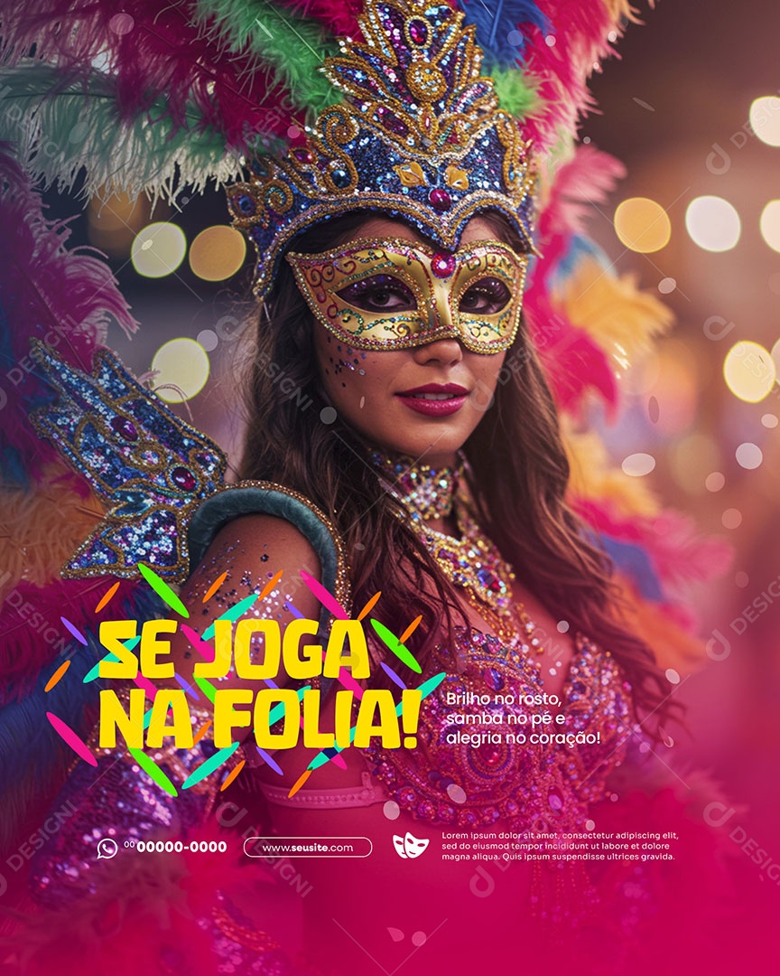 Carnaval se Joga na Folia Social Media PSD Editável