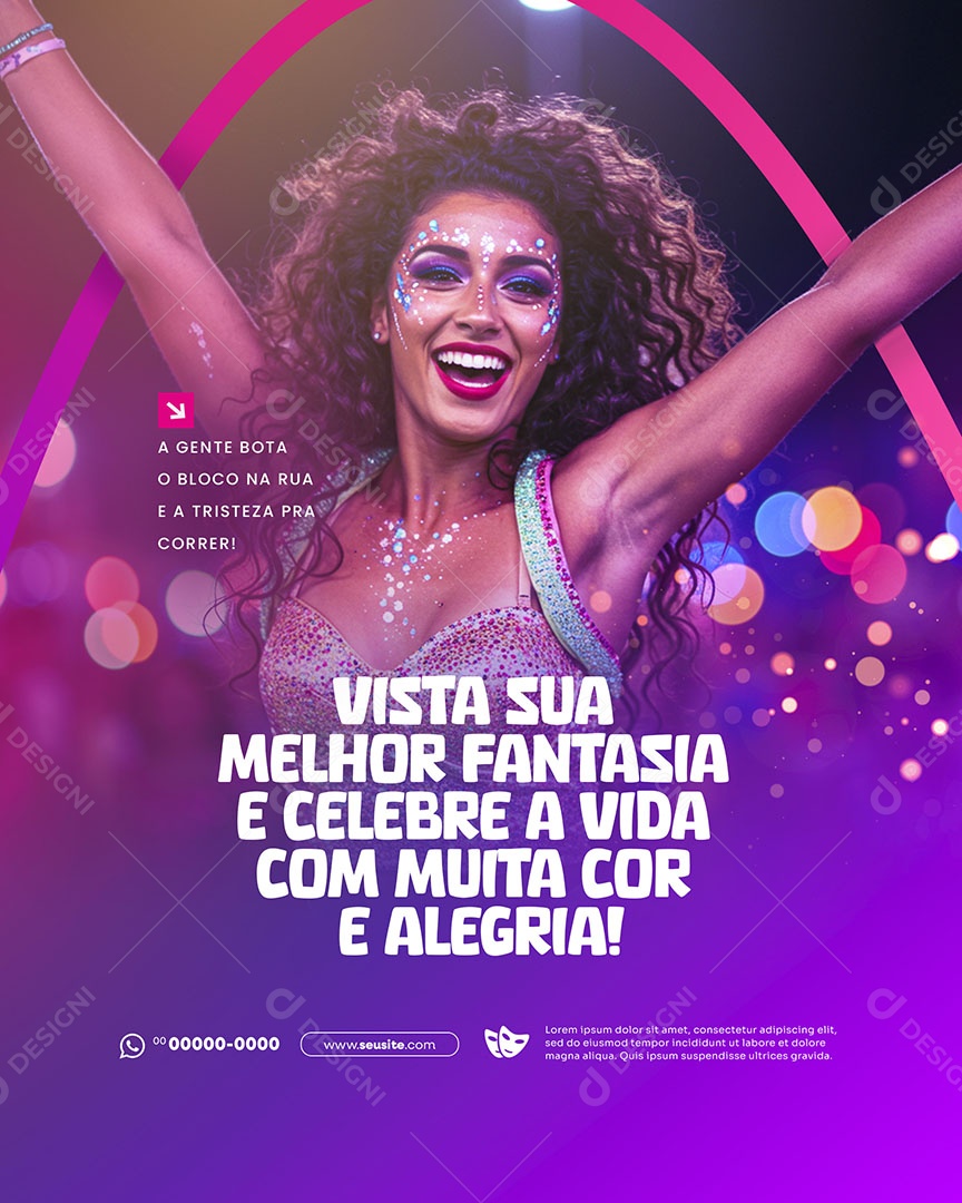 Carnaval Visita sua Melhor Fantasia Social Media PSD Editável