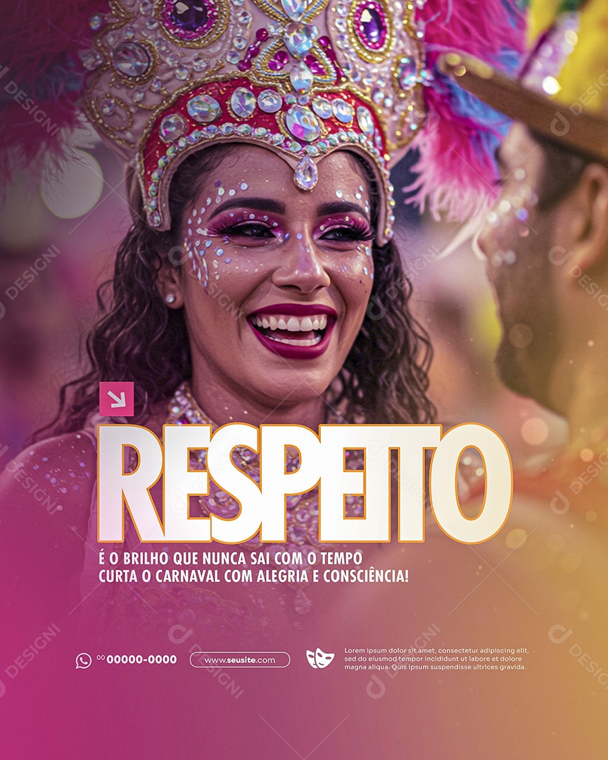 Carnaval Curta o Carnaval com Alegria Social Media PSD Editável