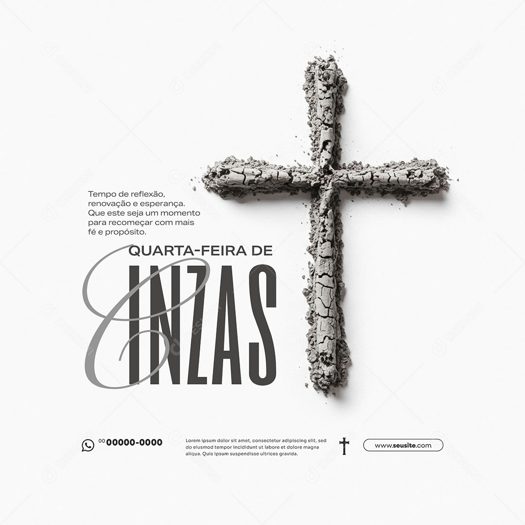Quarta Feira de Cinzas 05 de Março Social Media PSD Editável