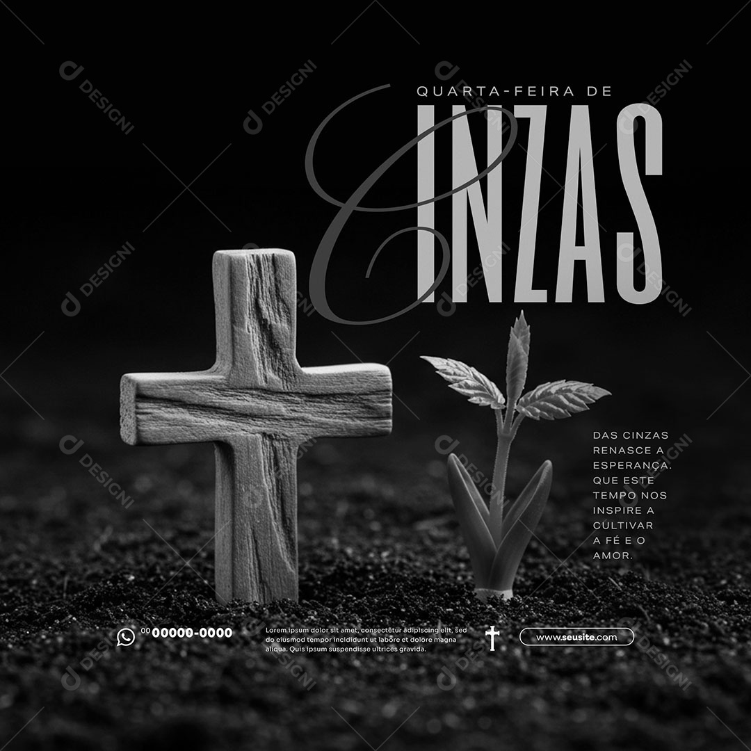 Quarta Feira de Cinzas 05 de Março Social Media PSD Editável