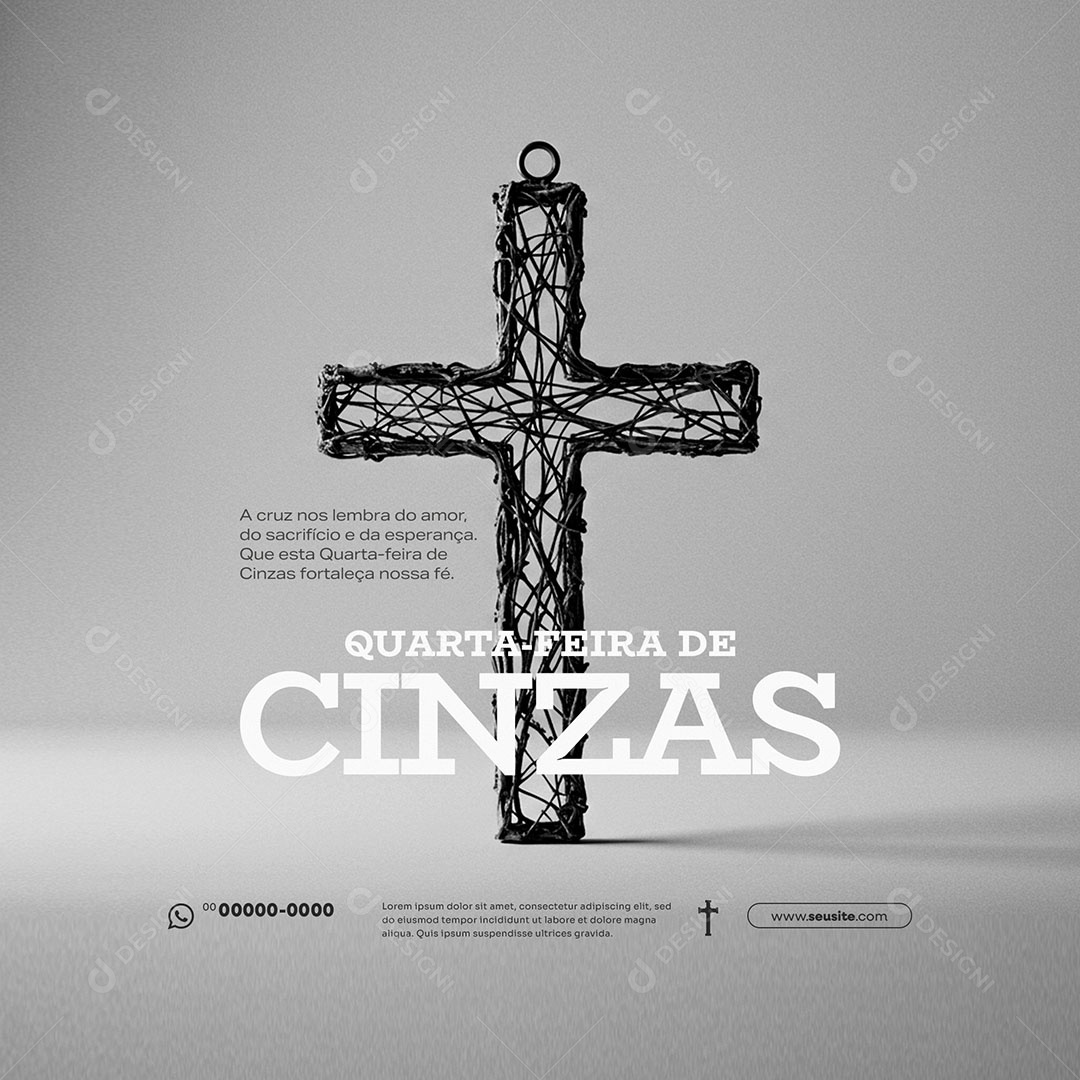 Quarta Feira de Cinzas 05 de Março Social Media PSD Editável