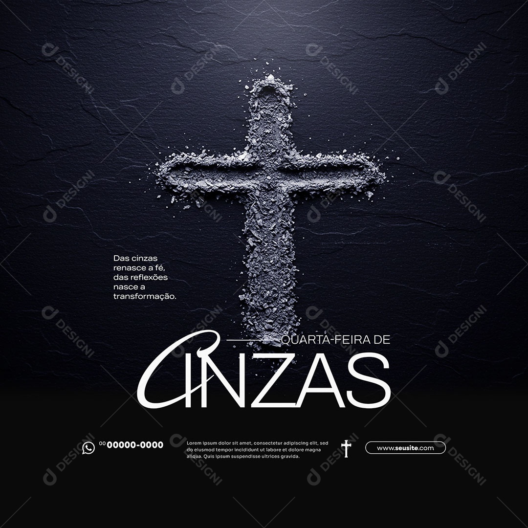 Quarta Feira de Cinzas 05 de Março Social Media PSD Editável
