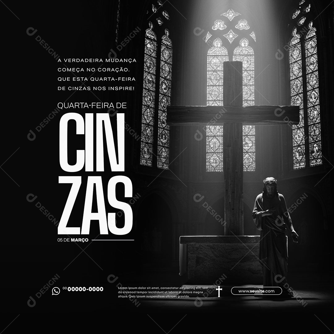Quarta Feira de Cinzas 05 de Março Social Media PSD Editável