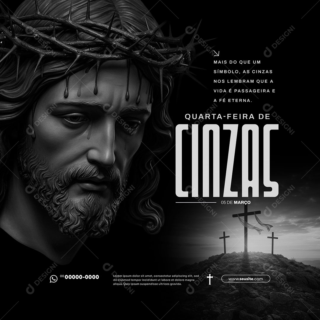 Quarta Feira de Cinzas 05 de Março Social Media PSD Editável