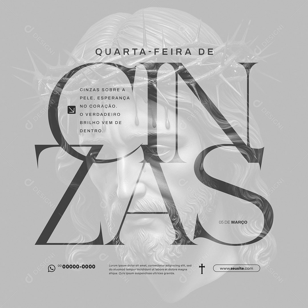 Quarta Feira de Cinzas 05 de Março Social Media PSD Editável